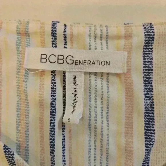 BCBGENERATION Womens Sleeveless Faux Wrap Striped Dress Pink Blue Size Small - Picture 7 of 9